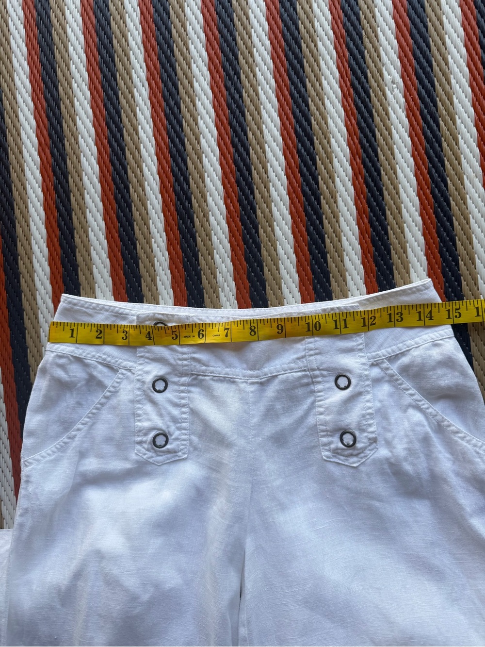 London Jean Women’s Size 0 White 100% Linen Wide Leg Sailor Nautical Pants - Picture 4 of 8